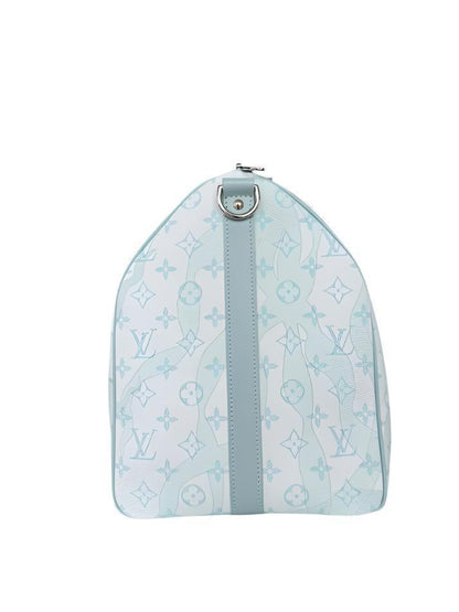 Louis Vuitton White &amp; Blue Aquagarden Monogram Keepall 50