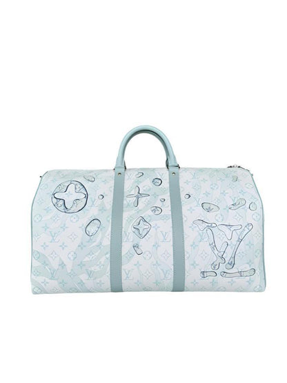 Louis Vuitton White &amp; Blue Aquagarden Monogram Keepall 50