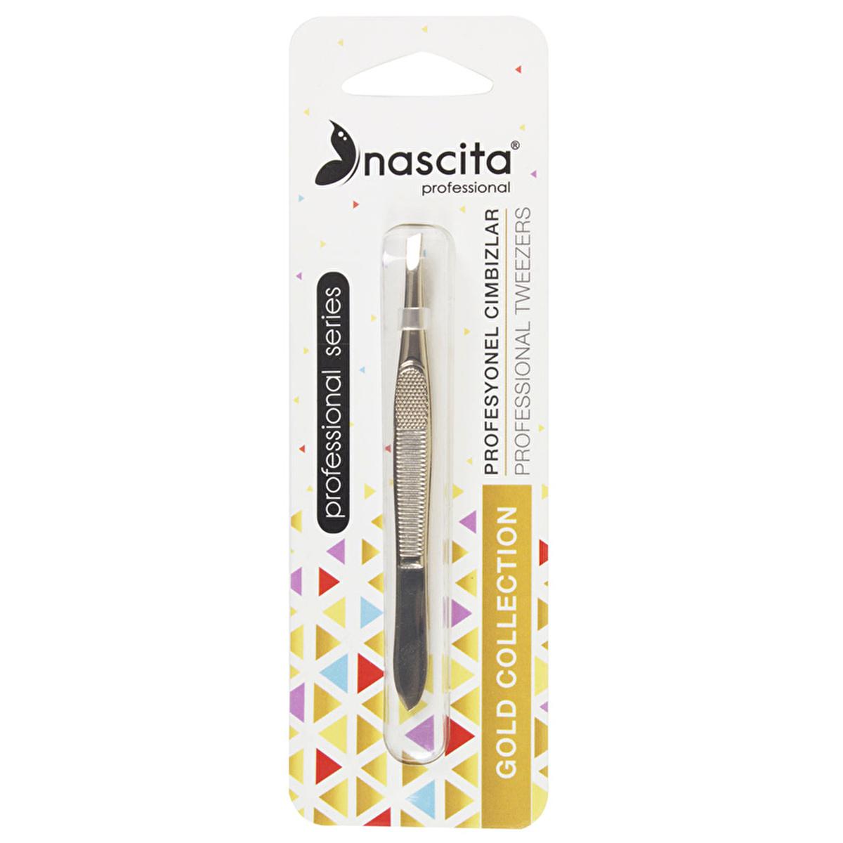 Nascita Slanted Tweezers Gold - Precision Eyebrow &amp; Mustache Grooming Tool for Personal Care