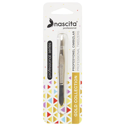 Nascita Slanted Tweezers Gold - Precision Eyebrow &amp; Mustache Grooming Tool for Personal Care