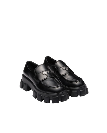 Prada Monolith brushed leather loafers
