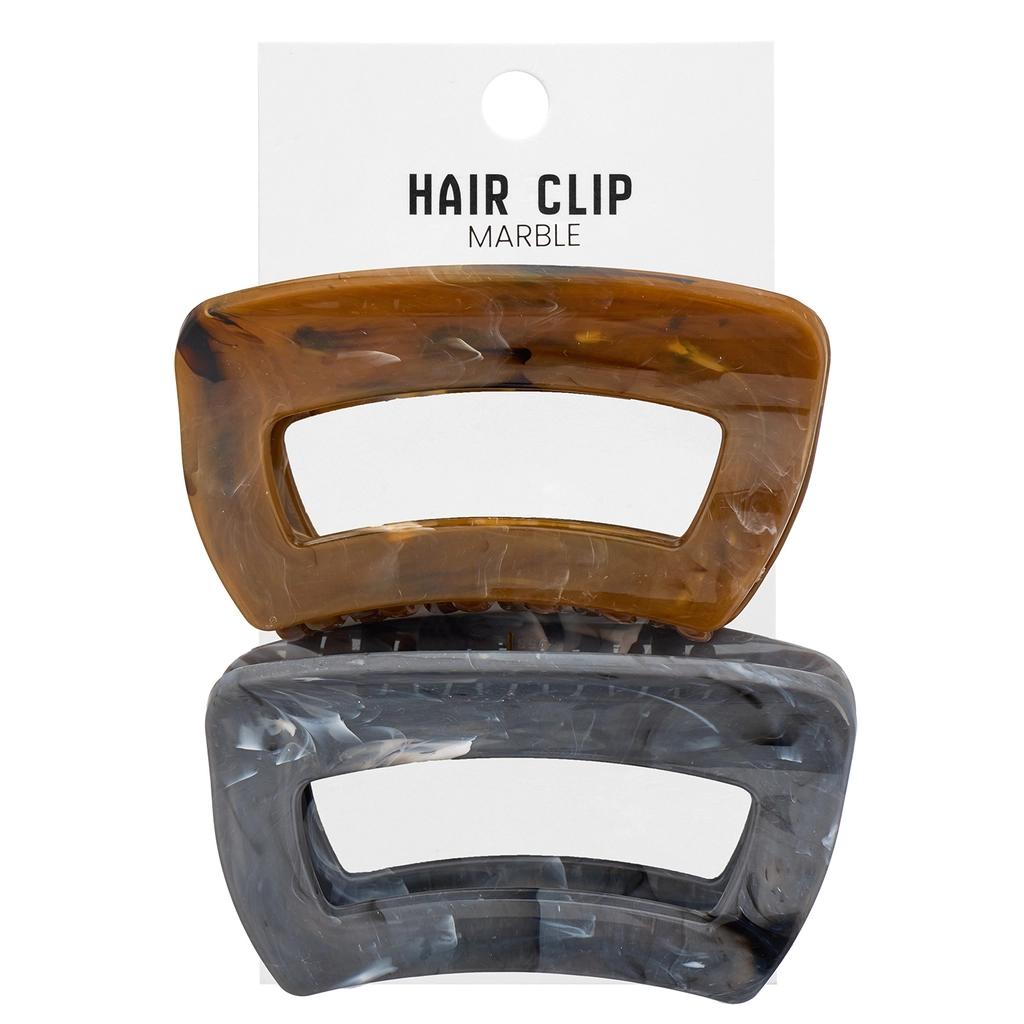 Eklips 2-Piece Marble Hair Clips in Grey &amp; Brown