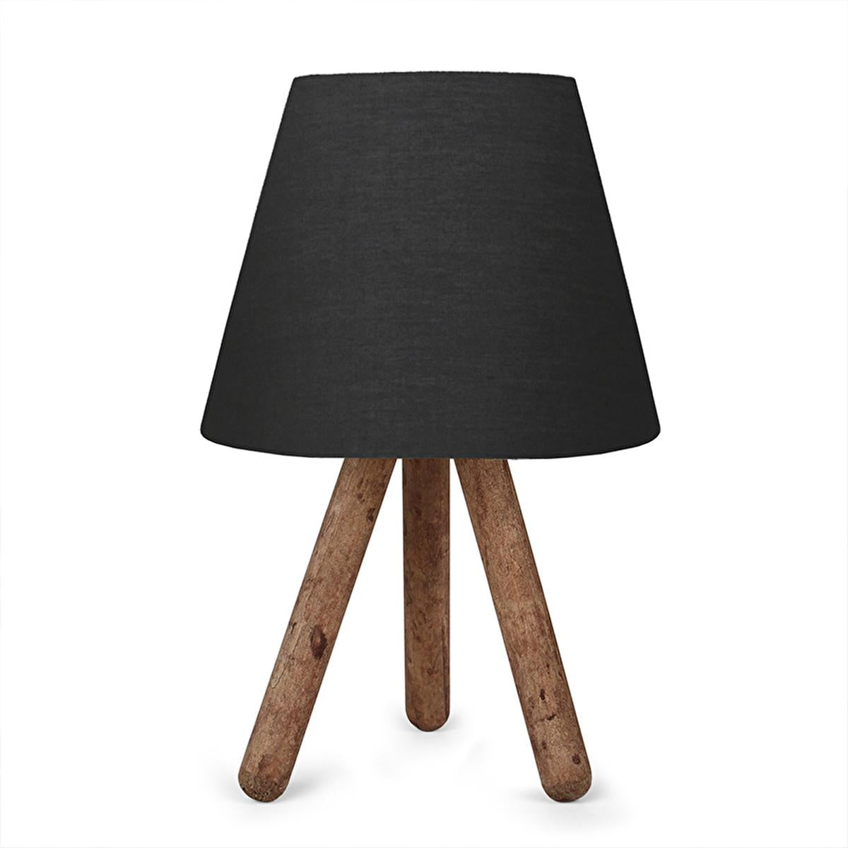Homing Tasarım - Wooden Table Lamp with Fabric Shade, Energy-Efficient E27 Socket, Modern Home Decor