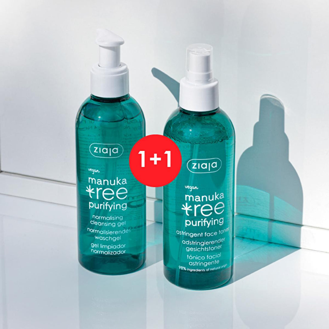 Ziaja Manuka Tree Facial Toner &amp; Acne Cleansing Gel: Natural Blemish Treatment, Pore Reduction, and Oil Control for Acne-Prone &amp; Sensitive Skin