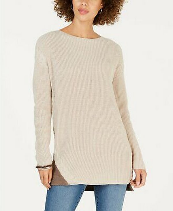 Style &amp; Co Cable-Trimmed High-Low Tunic Sweater