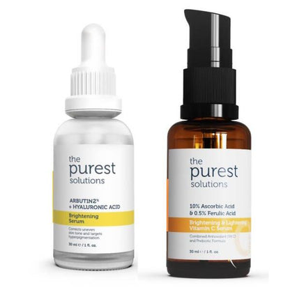 The Purest Solutions Brightening Serum Set - Anti-aging Skincare with Vitamin C &amp; Arbutin