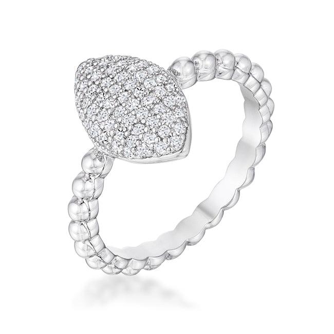 .3Ct Beautiful Oval-Designed Rhodium Ring With Clear CZ Size 8