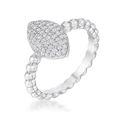 .3Ct Beautiful Oval-Designed Rhodium Ring With Clear CZ Size 8