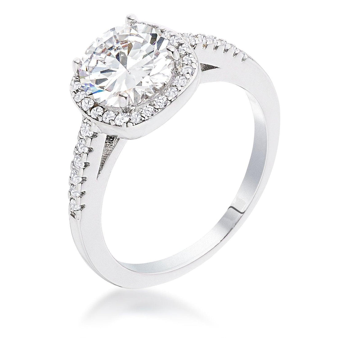 2.97Ct Rhodium Plated Classic Cushion Cut Halo Ring Size 5