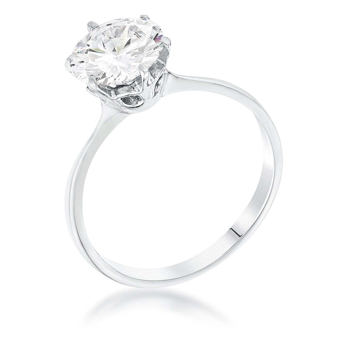 1 Carat Single Stone CZ Rhodium Classic Solitaire Ring Size 5