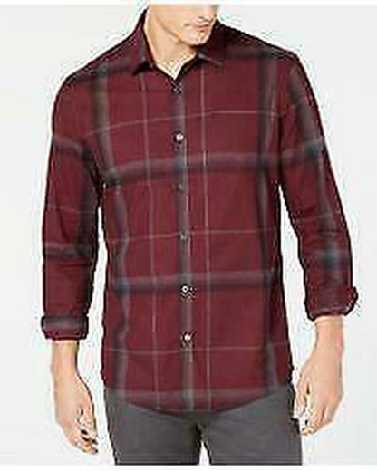 Alfani Mens Regular Fit Lewis Plaid Shirt