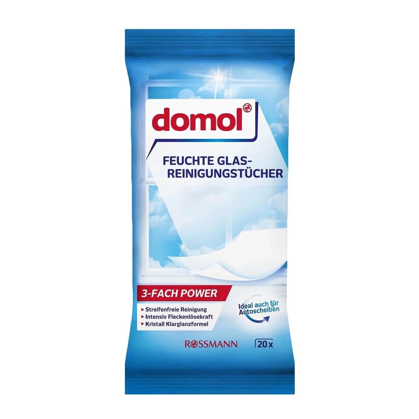 Domol Glass &amp; Shiny Surface Wet Cleaning Wipes 20 pcs