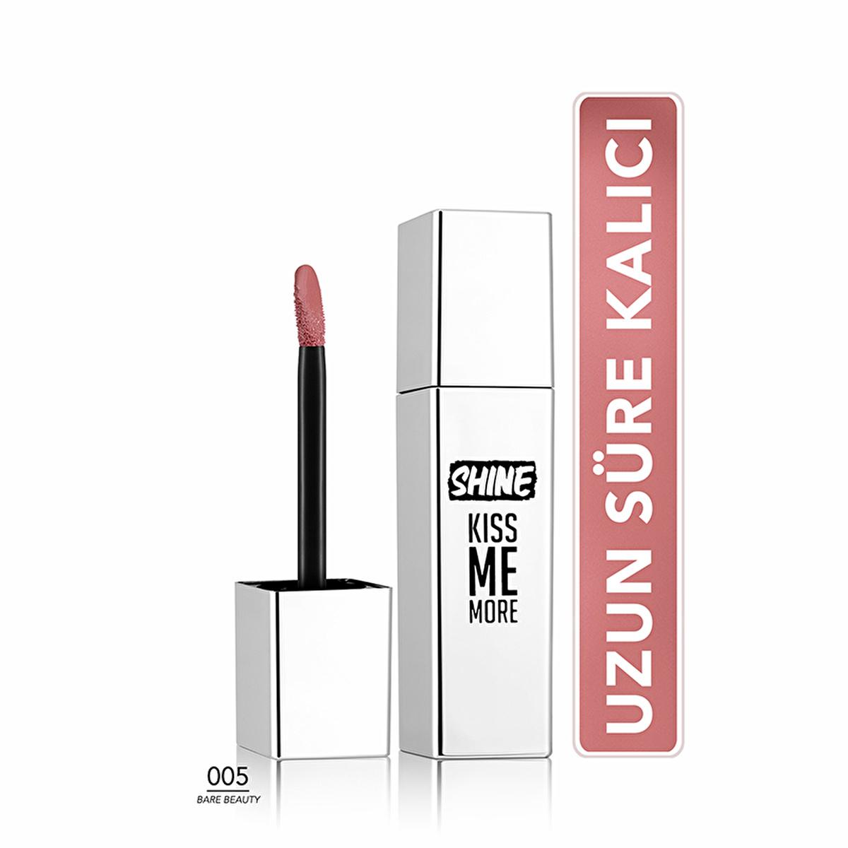 Flormar Liquid Lipstick - Shine Kiss Me More, Long-Lasting &amp; Moisturizing Lip Color with Hyaluronic Acid &amp; Murumuru Oil