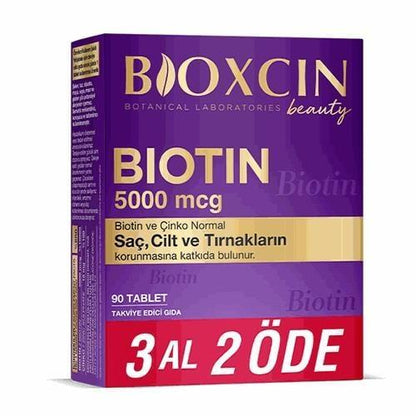 Bioxcin Beauty Biotin 5000 mcg Hair &amp; Nail Support 90 Tablets