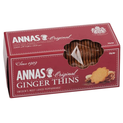 Annas Ginger Thins Crispy Spiced Biscuits 150g
