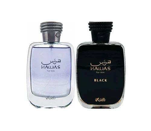 Rasasi Hawas for Him &amp; Rasasi Hawas Black EDP (2-Pack)