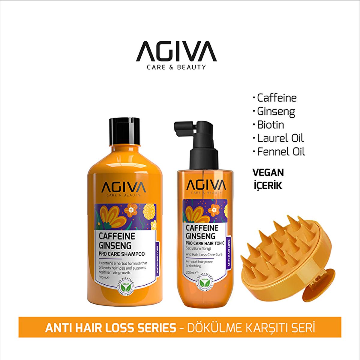 Agiva Caffeine Ginseng Hair Care Set: Anti Hair Loss Shampoo &amp; Tonic - Stimulate Hair Growth, Strengthen Follicles, Shampoo for Thinning Hair