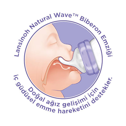 Lansinoh NaturalWave Baby Bottle Set (2 x 240ml): Anti-Colic, BPA-Free, Eases Transition from Breast to Bottle &amp; Prevents Nipple Confusion