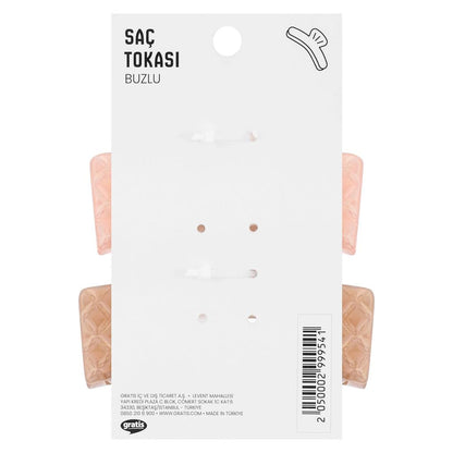 Eklips Frosted Rectangular Hair Claw Clip Pink &amp; Brown