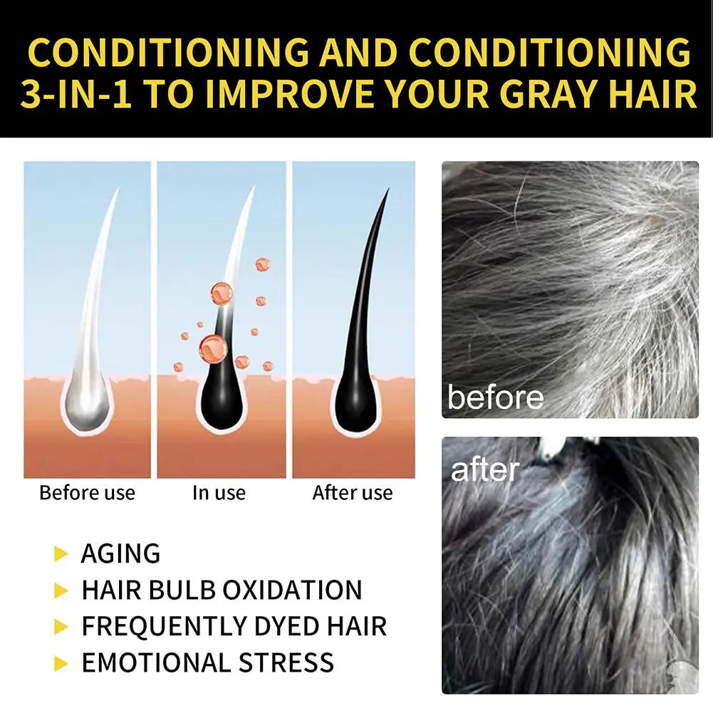 100ML Magic Natural Herbal Hair Dye Shampoo 3 in 1 Hair Color Shampoo for Gary Hair Dark Brown Black Women &amp; Men Grey Coverage