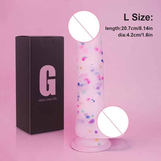 Gelugee Farb-Dildo Realistischer Penis Silikon Weich Großer Saugnapf Hautgefühl Vaginalspielzeug für Frauen Masturbation Mädchen 18