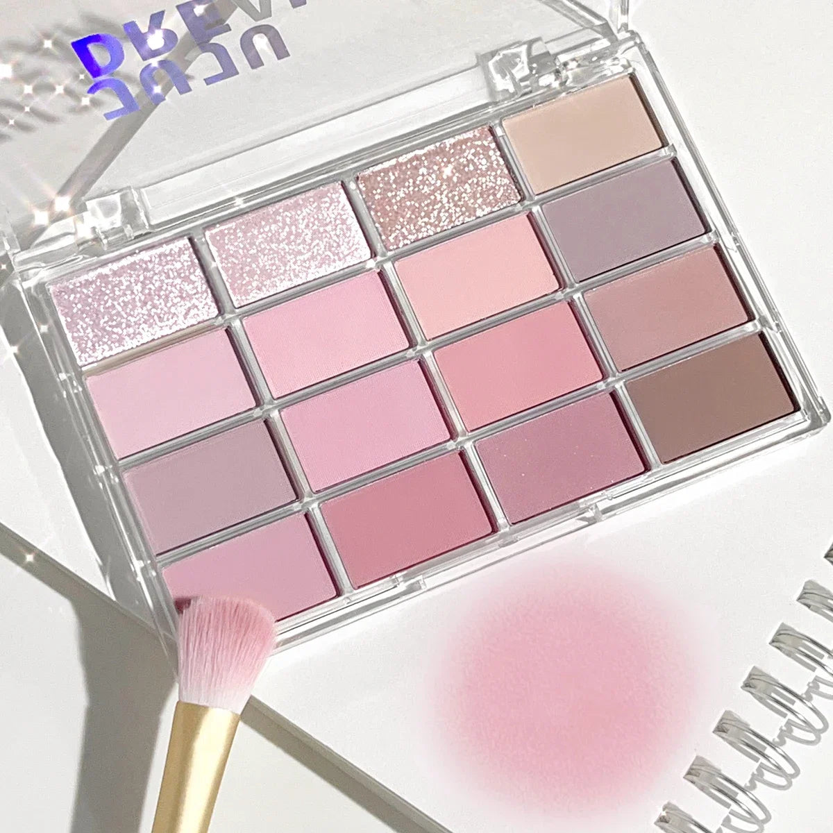 JUJU DREAM 16-Color Earth Tone Eyeshadow Matte &amp; Shimmer Palette, Lying Silkworm Brightener for Soft Daily Makeup