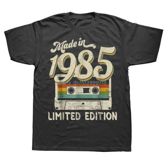 Funny Made In 1985 Limited Edition 39th Birthday Cassette Tape T Shirt Cotton Streetwear Short Sleeve Birthday Gifts T-shirt Men SHOPEZRA L.L.C.