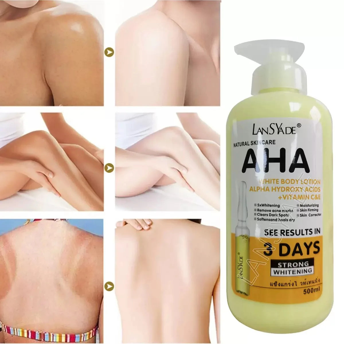500ml Whitening Body Cream Hydroxy Acids Vitamin C&amp;E Moisturizing Lightening Body Lotion Skin Care Remove Acne Marks