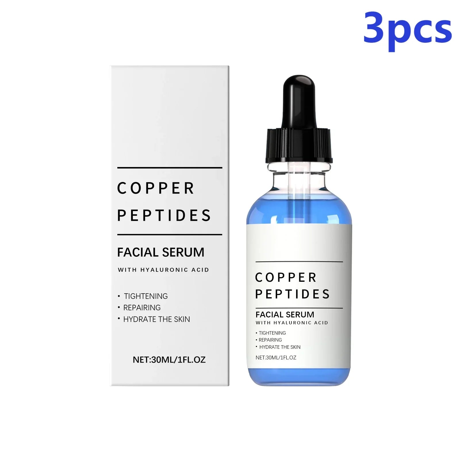 Copper Peptide Serum Anti Wrinkle Remover Antioxidant Tighten Skin Barrier Repair Deep Hydration Hyaluronic Acid Face Serum 30ml