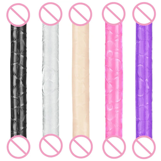 Weicher Jelly Dildo Doppelt Lang 46cm Realistischer Schwanz Lesbisch Vaginal Analdildo Flexibler Fake Penis für Frauen Sexspielzeug