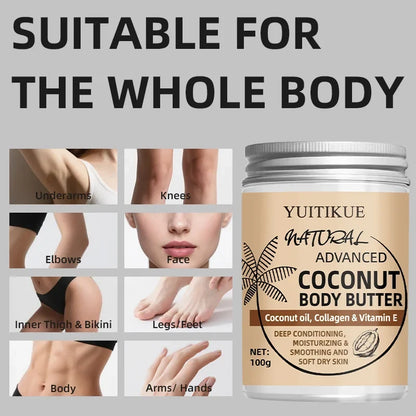 Advanced Coconut Body Butter 100g - Creamy Texture for Easy Absorption, Deeply Moisturizes &amp; Smooths Dry Skin