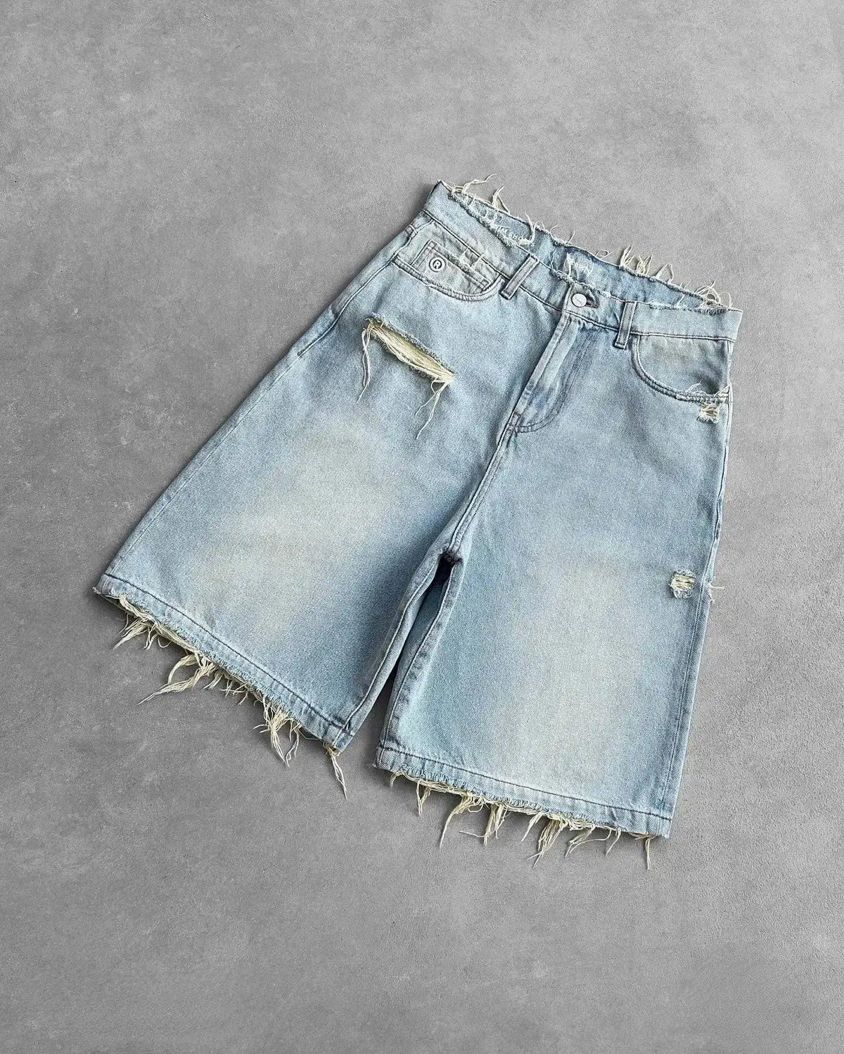 Y2k Black Punk Wash Baggy Work Shorts Men Women Summer Hip Hop Ripped Hole Denim Shorts Raw Edge Casual Jorts Streetwear by Dropshipman