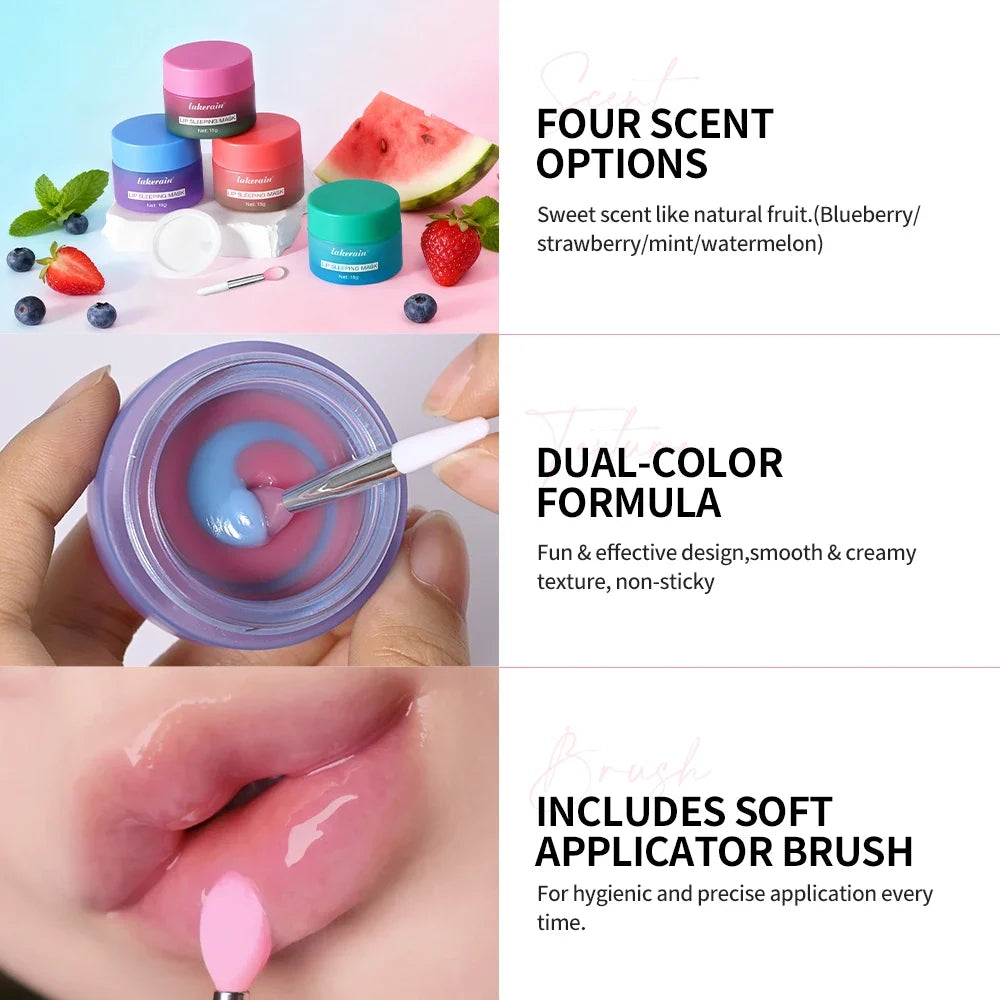 Lakerain Nourishing Dual-color Sleeping Lip Mask Reducing Lip Lines Moisturizing Repairing Removing Dead Skin Lip Mask Women Men