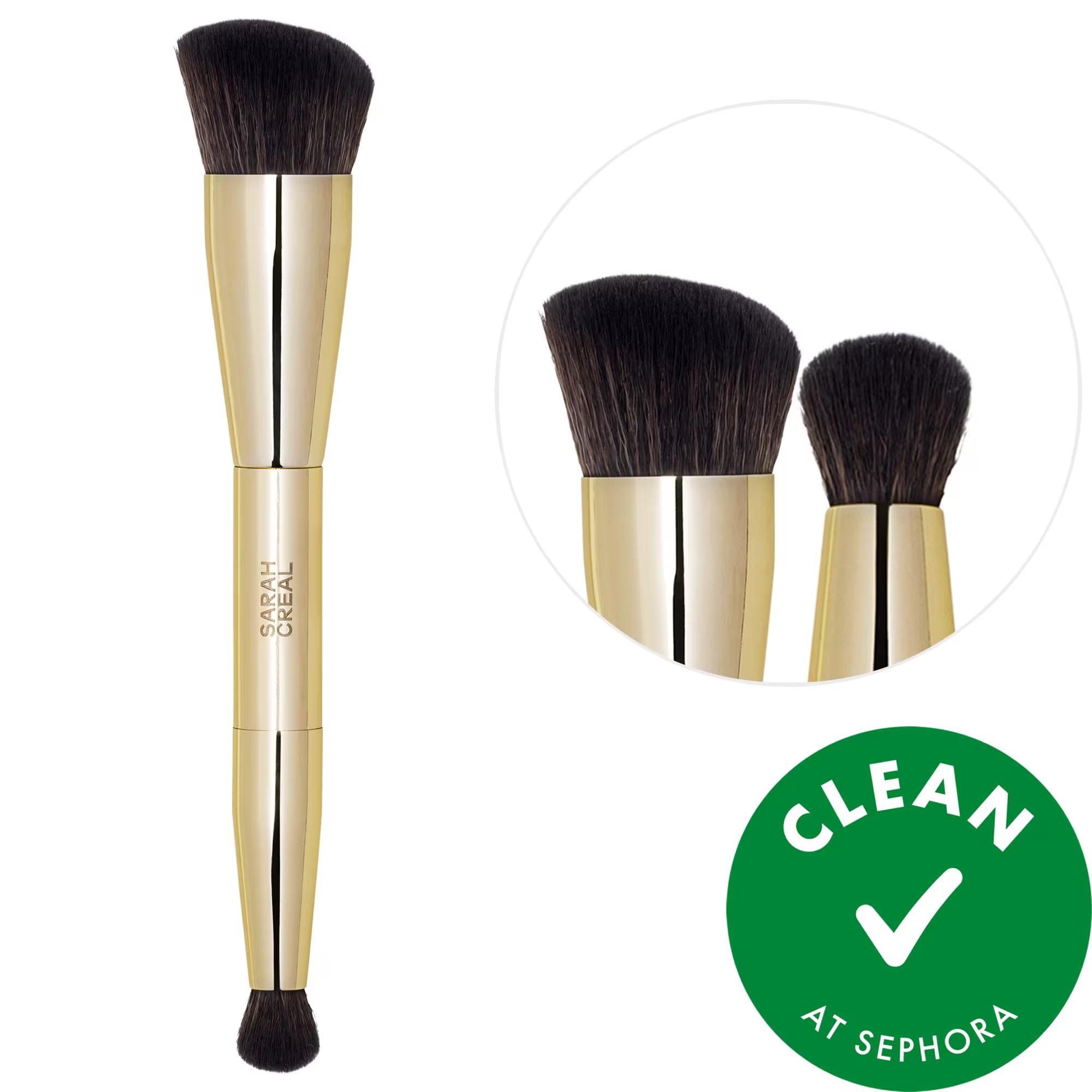 Precision Beauty: Dual Contour Cheek &amp; Eye Brush - Vegan, Cruelty-Free Makeup Brush for Flawless Contouring &amp; Highlighting