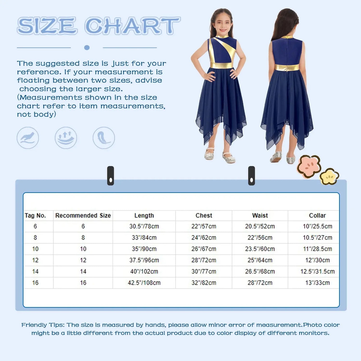 Teen Girls Modern Lyrical Ballroom Dance Performance Costume Sleeveless Asymmetrical Hem Dress Church Choir Worship Robe Gown SHOPEZRA L.L.C.