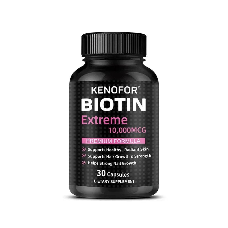 Biotin Capsules - Promotes Hair Growth, Strengthens Nails, Improves Skin Health, Dietary Nutritional Supplement