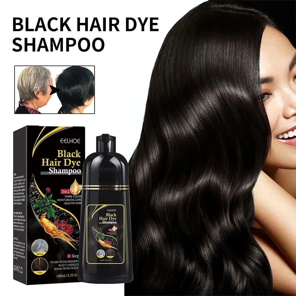 100ML Magic Natural Herbal Hair Dye Shampoo 3 in 1 Hair Color Shampoo for Gary Hair Dark Brown Black Women &amp; Men Grey Coverage