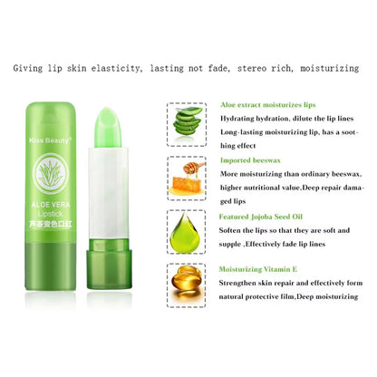 New Natural ALOE VERA Temperature Change Color Jelly Lipstick Long Lasting Moistourizing Lip Makeup Lip Balm Lip Gloss