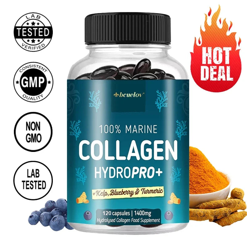 Hydrolyzed Marine Collagen - HYDROPRO, Advanced Hydrolyzed Formula for Optimal Absorption, Skin, Hair, Nails &amp; Joint Support