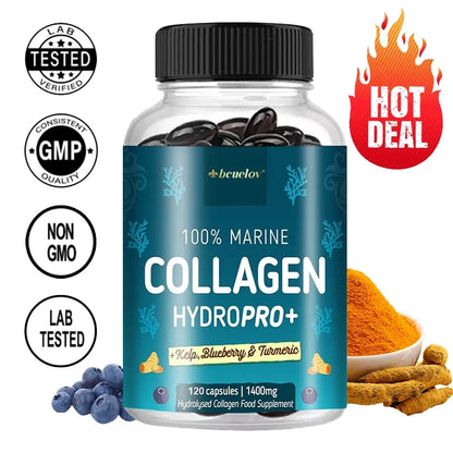 Hydrolyzed Marine Collagen - HYDROPRO, Advanced Hydrolyzed Formula for Optimal Absorption, Skin, Hair, Nails &amp; Joint Support