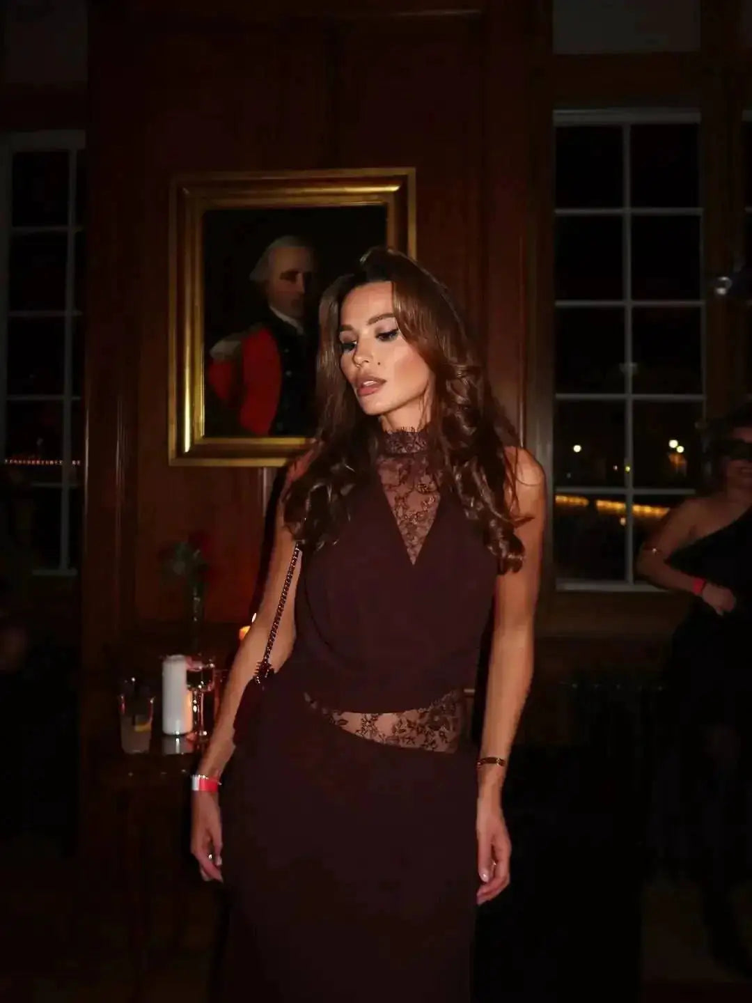 Women Lace Patchwork Sleeveless Pleated Dress Elegant Off-shoulder See Through Long Dresses 2026 Lady Evening Party Vestidos by Dropshipman