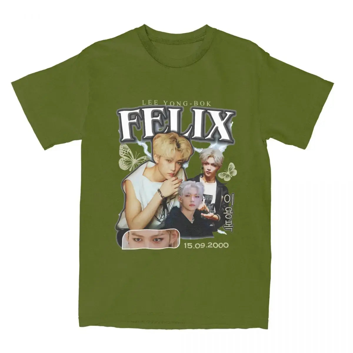 Men FELIX Korean Kpop Singer T Shirts Idol Cotton Clothing Summer Vintage Short Sleeve T-Shirt O Neck Harajuku Tshirt SHOPEZRA L.L.C.