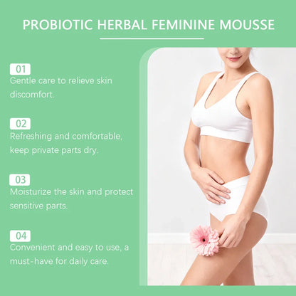 60ml Probiotics Herbal Female Intimate Hygiene Mousse Gentle Daily Wash Ph Balanced Gentle Daily Cleanse Comfort Irritation-Free