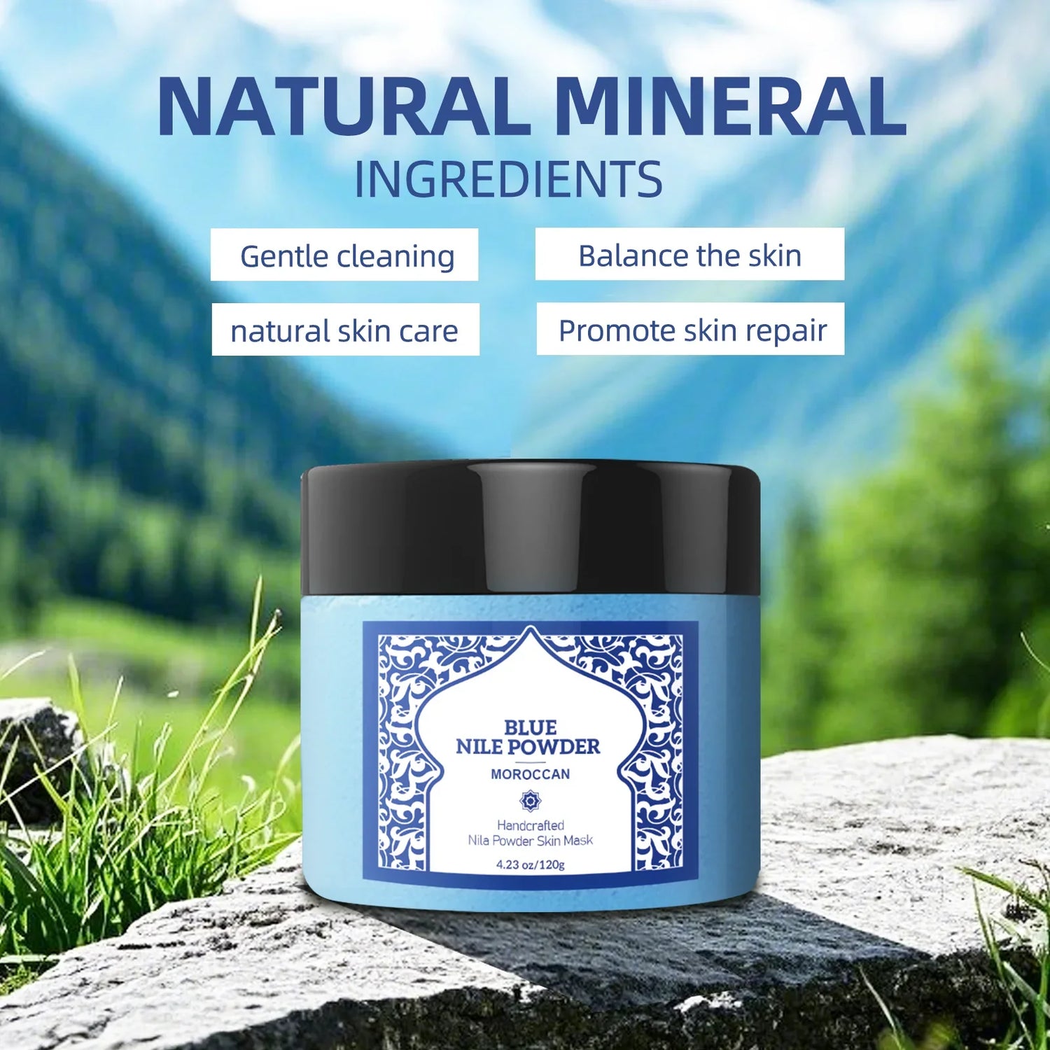 15-Min Mineral Skin Reset Mask 120g - Moroccan Lathering Powder for Face &amp; Body, Deep Cleanse &amp; Perilla Leaf Nourishment.
