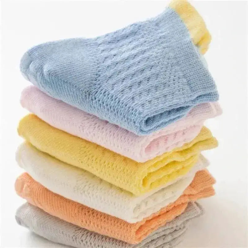 3pairs/lot RAISE 6 Colored Non-slip Baby Girl Sock Breathable Thin Infant Girl Cotton Socks Kids Mesh Socks Children&