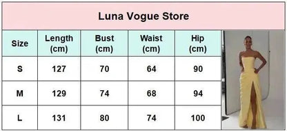 Elegant Solid Strapless Pleated Dress Women Chic Sleeveless Waist Cinching Split Maxi Vestidos 2026 Lady Evening Party Dresses by Dropshipman