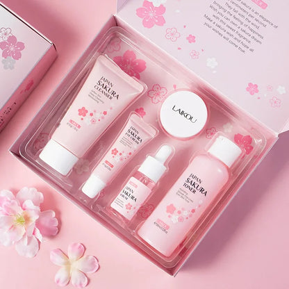 LAIKOU Sakura Kit Skin Care Sets Moisturizing and Reducing Fine Lines Cleansing Pore Product 5-Piece Korean Women&