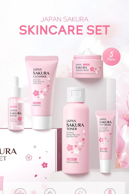 LAIKOU Sakura Kit Skin Care Sets Moisturizing and Reducing Fine Lines Cleansing Pore Product 5-Piece Korean Women&