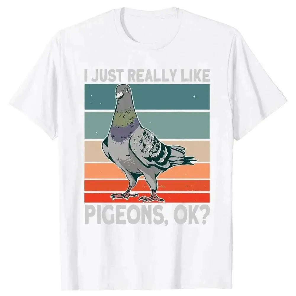Pigeon Pigeoff Bird Birdwatcher Birdwatching T-shirt Cute Funny Graphic T-shirt Men Tshirt Cotton Loose Oversized T Shirt by Dropshipman