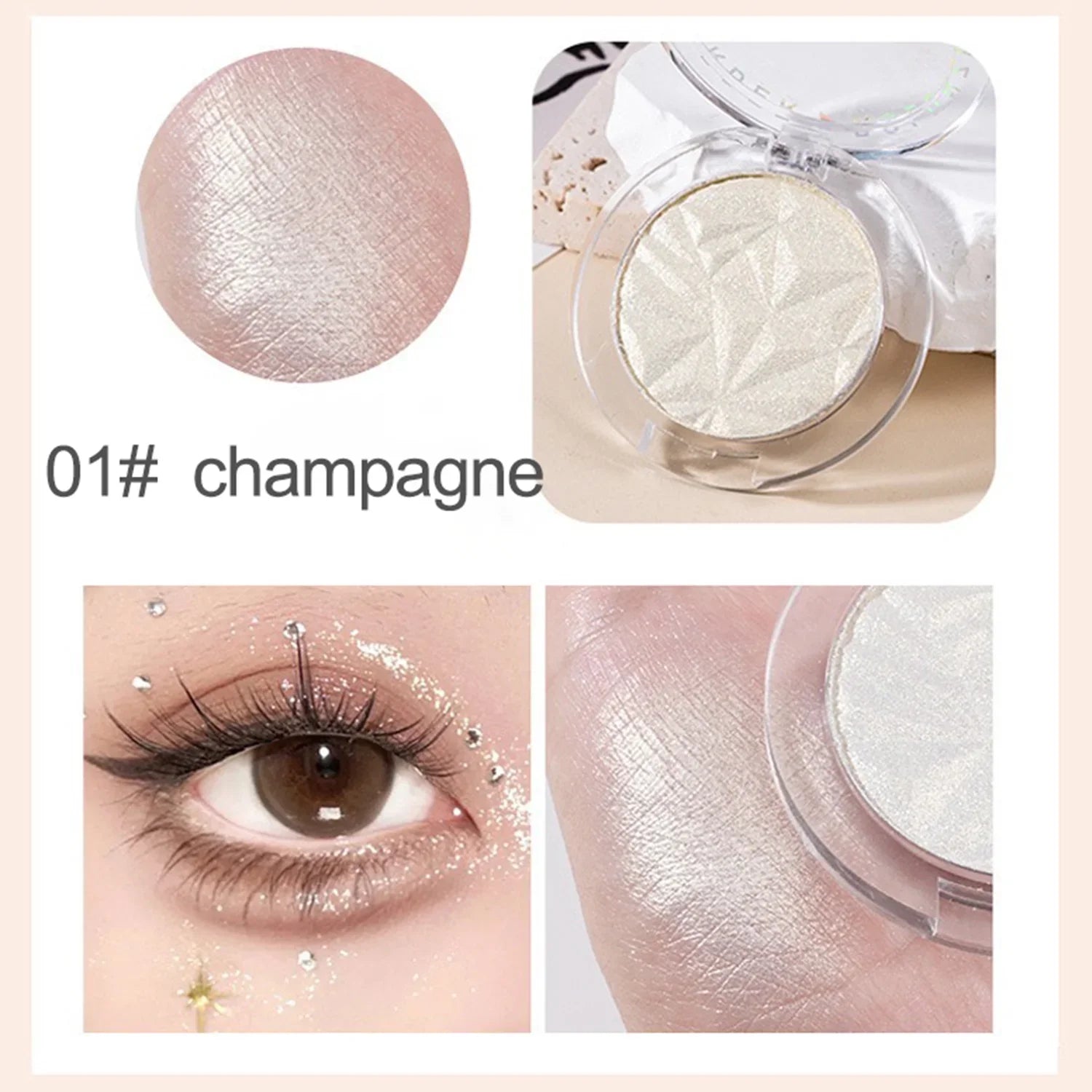 Shimmer Diamond Glow Highlighter 2-Color Palette – Brighten &amp; Contour, Radiant Skin, Natural Glow for Festival &amp; Daily Makeup